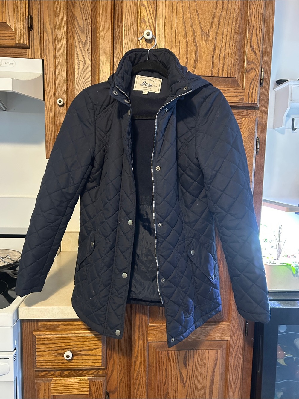 Bass Quilted Navy Hooded Puffer Jacket